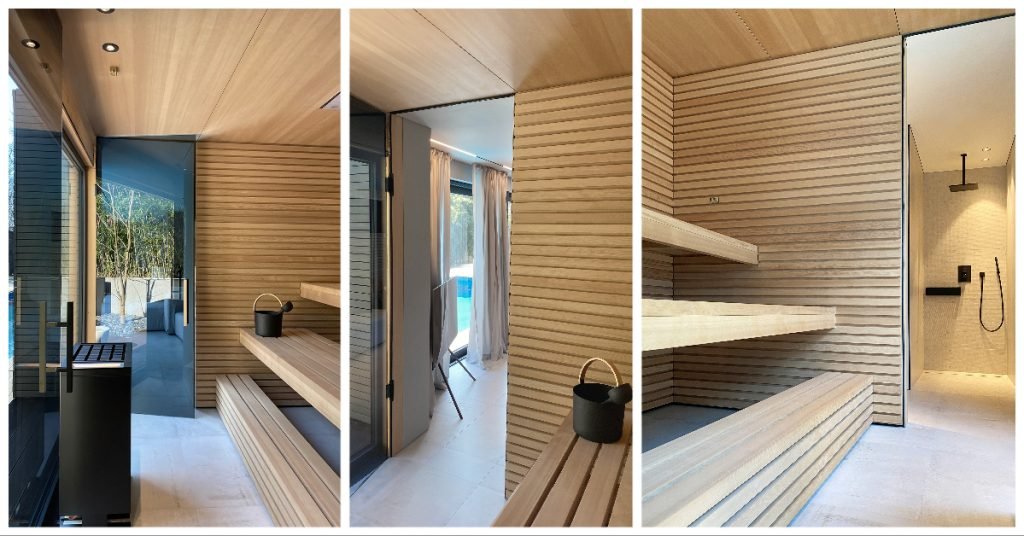 Innenarchitektur Konzept für Private Sauna in der Nähe von Karlsruhe. Minimalistisch, modernes Interior Design.